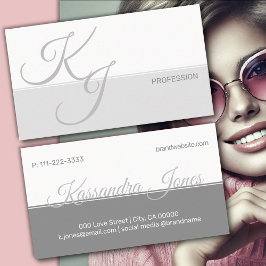 Grått White Minimalist Handlettering Font Initiale Visitkort