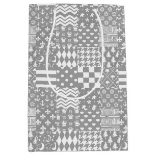 Grått White Mixed Mönster Patchwork Design