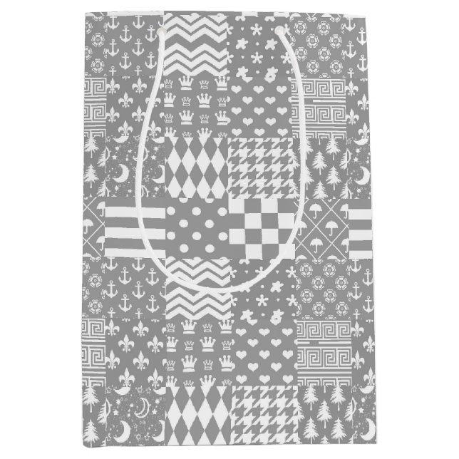 Grått White Mixed Mönster Patchwork Design (Framsidan)