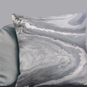 Grått & White Modern Artistic Abstrakt Swirls Kudde