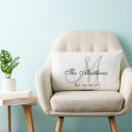 Grått White Monogram Family Newlyged Keepsaké Lumbarkudde