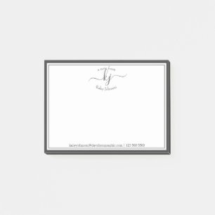 Grått White Monogram-skript från postens skrivbord Post-it Block