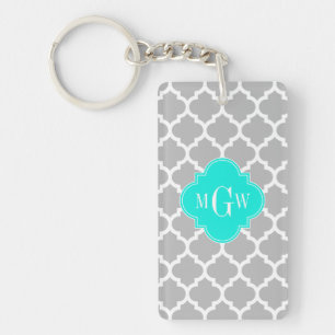Grått White Moroccan #5 Brt Aqua 3 Initial Monogra