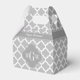 Grått White Moroccan #5 Dk Grått 3 Initial Monogra Presentaskar
