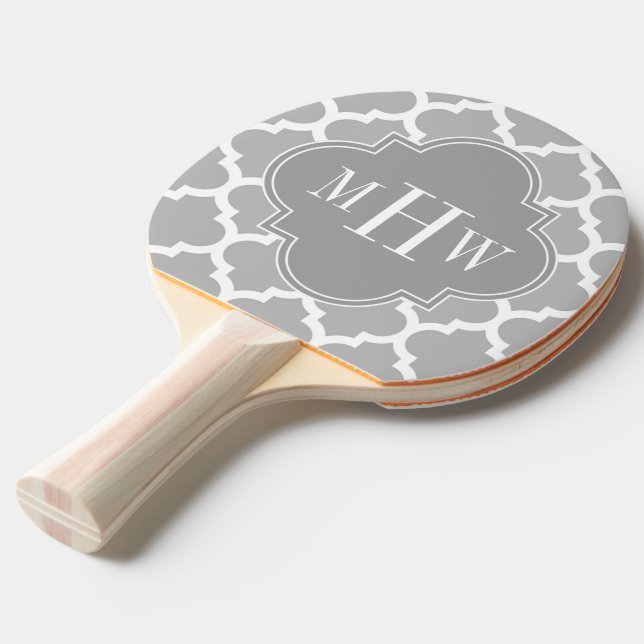 Grått White Moroccan #5 Grått 3 Initial Monogram Pingisracket (Frontvinkel)
