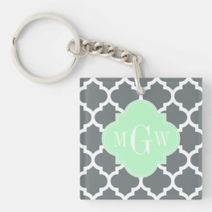 Grått White Moroccan #5 Mint Namn Monogram