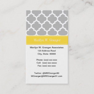 Grått White Moroccan #5 Pineapple Namn Monogram Visitkort