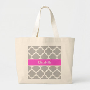 Grått White Moroccan #5 Shock rosa Namn Monogram Jumbo Tygkasse