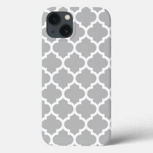 Grått White Moroccan Quatrefoil Mönster #5 V