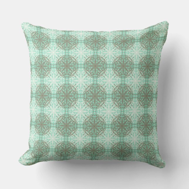 Grått, White och Mint Grönt Mandella Polka dots Kudde (Framsida)