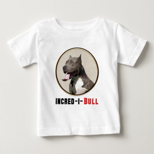 Grått & White Pitbull Incred-i-Bull Tee Shirt (Framsida)
