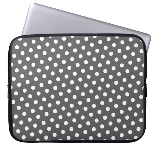 Grått & White Polka Dot Laptop sleeve (Framsidan)