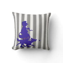 Grått & White Rand Child & Hund Blue Silhouette