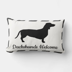 Grått & White Rand Dachshunds Välkommen Lumbarkudde