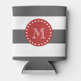 Grått White Rand Mönster, Red Monogram