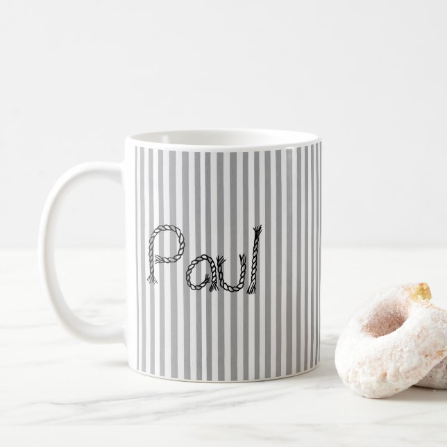 Grått & White Rand Mugg (Med munk)