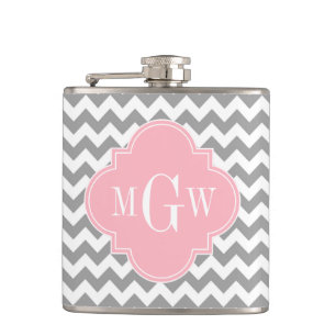 Grått White Rosa Quatrefoil 3 Monogram Fickplunta