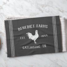 Grått & White Rustic Chicken Personlig Farm Namn