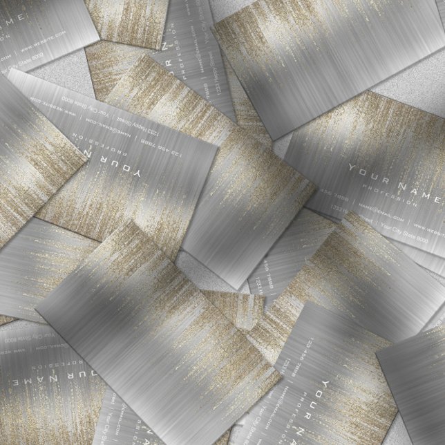 Grått White Silver Metallic Guld Matrix Cyber Rain Visitkort (Skapare uppladdad)