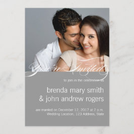 Grått White Simple Modern Photo Wedding-inbjudan Inbjudningar