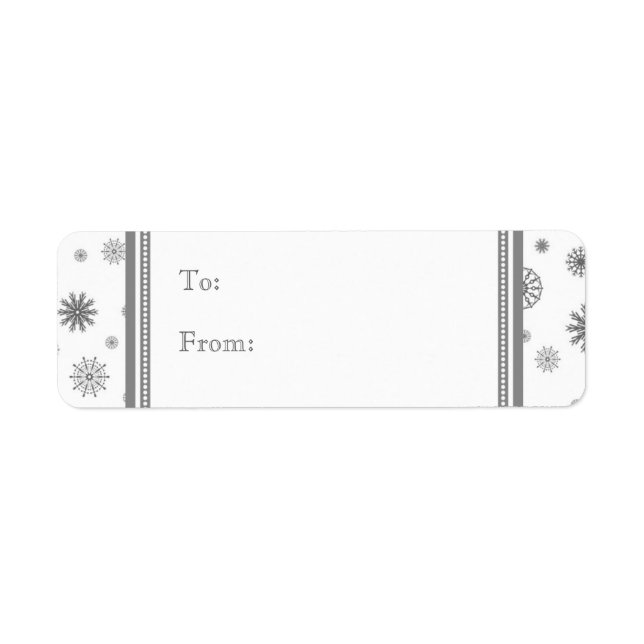 Grått White Snö jul Gift Märkre Labels Returadress Etikett (Framsidan)