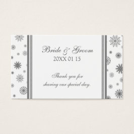 Grått White Snöflingor Winter Wedding Favor Taggs Visitkort