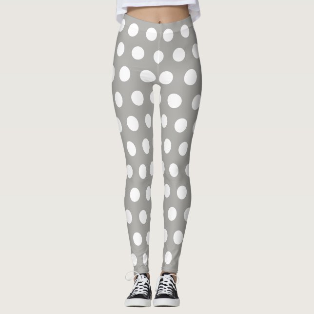 Grått White Spots Retro Yoga byxor (Framsida)