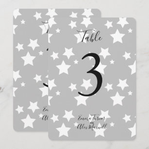 Grått White Stars Background Bordsnummer-kort Inbjudningar
