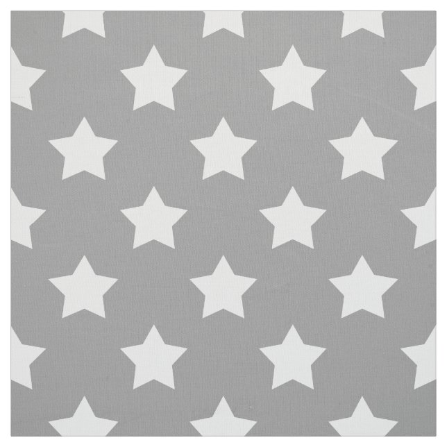Grått White Stars Mönster Decorative Textile Tyg (Provkarta)