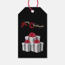 Grått White Streck Presenter Red Bow on Black