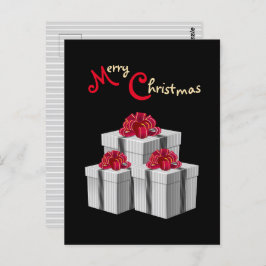 Grått White Streck Red Bow Presenter on Black Vykort