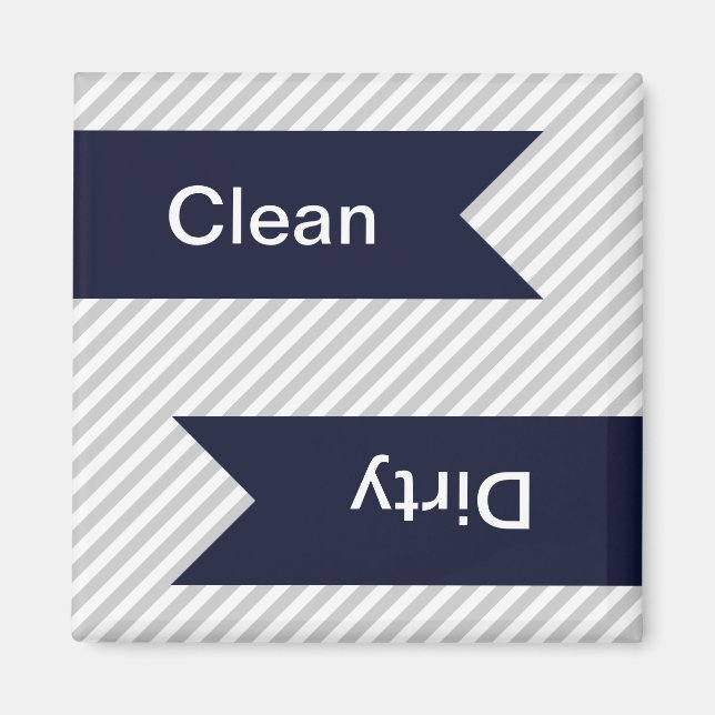 Grått & White Stripe Mönster Dishwasher Magnets Magnet (Framsidan)