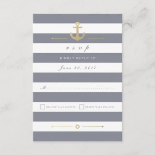 Grått White Stripe Nautical Response OSA kort