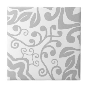 Grått White Vintage Original Unique Watercolor Kakelplatta