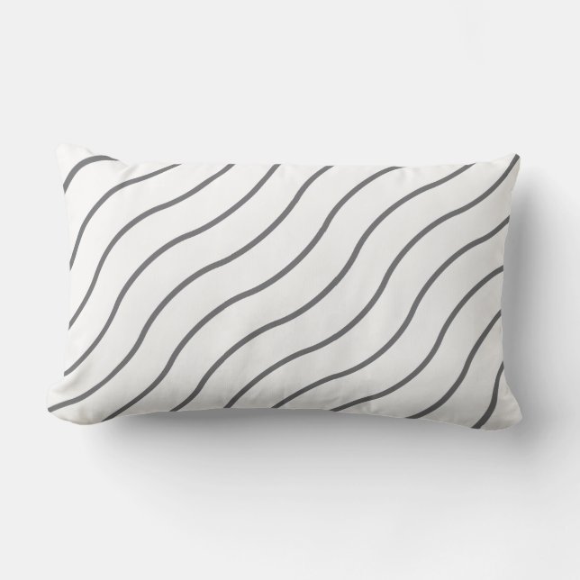 Grått White Wave Mönster Lumbar Pillow Lumbarkudde (Framsida)