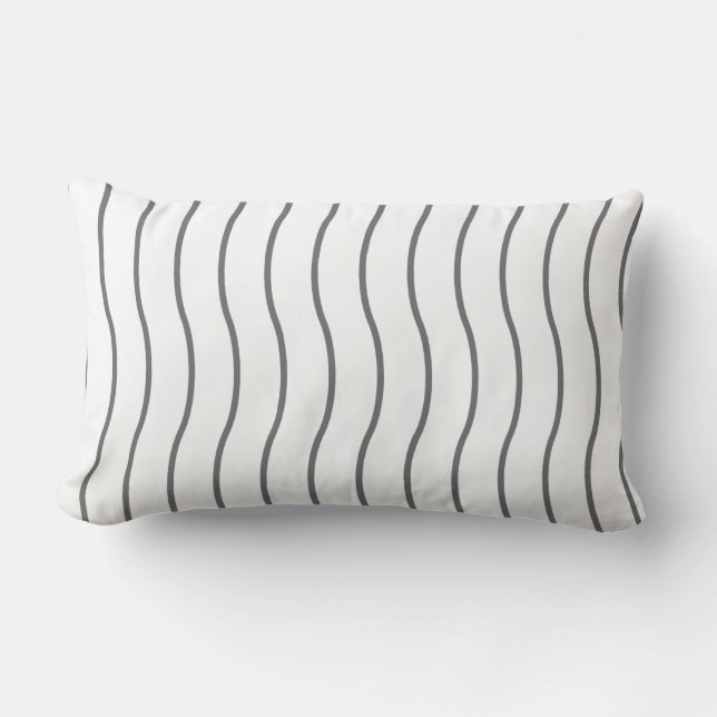 Grått White Wave Mönster Lumbar Pillow Lumbarkudde (Framsida)
