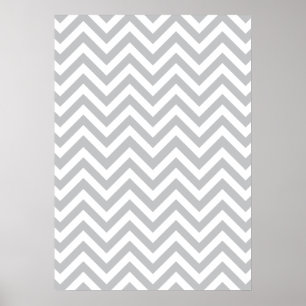 Grått & White Zig Zags Poster