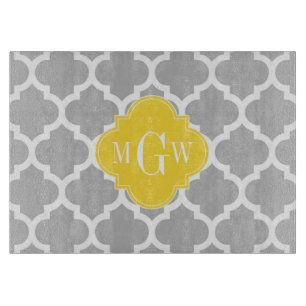 Grått Wht Moroccan #5 Ananas 3 Initialt monogram