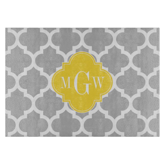 Grått Wht Moroccan #5 Ananas 3 Initialt monogram (Framsidan)
