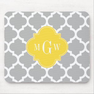 Grått Wht Moroccan #5 Ananas 3 Initialt monogram Musmatta