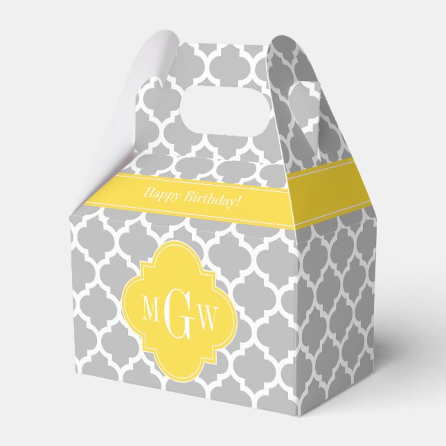Grått Wht Moroccan #5 Ananas 3 Initialt monogram Presentaskar (Framsidan Sidan)