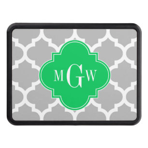 Grått Wht Moroccan #5 Emerald 3 Initial Monogram Dragkroksskydd