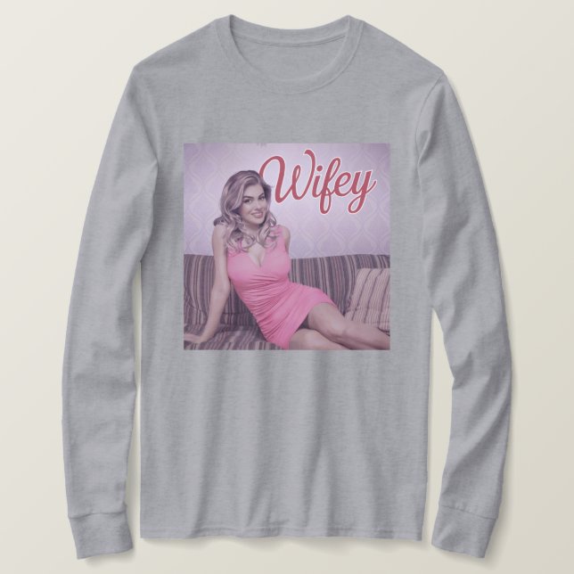 Grått Wifey T-Shirt (Design framsida)