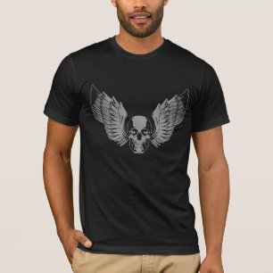 Grått Winged Skull T-Shirt