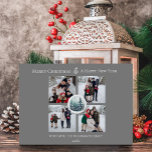 Grått Winter Forest Blommigt Photo Collage Julkort<br><div class="desc">säsongens magi med det här Grått Winter Forest Blommigt Photo Collage Helgdag Card, som har utformats för att visa din festive-anda. Det här fotot hälsning har en enkel layout med en serverfärgad skogsscen och delikata accenter för vinterskogens blommigt, vilket på ett utmärkt sätt belyser ett fyrfoto-kollage av dina familjfoton. Modern...</div>