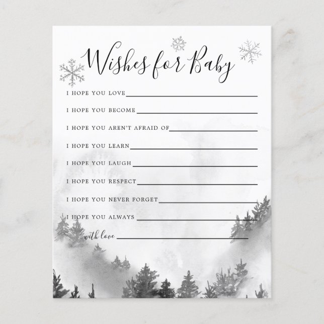 Grått Winter Wonderland Önskemål för Baby Card (Framsida)