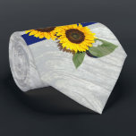 Grått wood Cobalt Blue Solros Rustic Bröllop Slips<br><div class="desc">Rustic Bröllop Grått wood Cobalt Golden Solros</div>