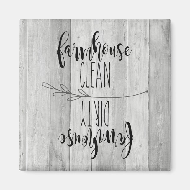 Grått Wood Farmhouse Clean/Dirty Dishwasher Magnet (Framsidan)