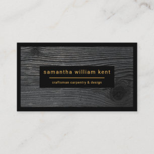 Grått Wood Grain Black Gräns Visitkort