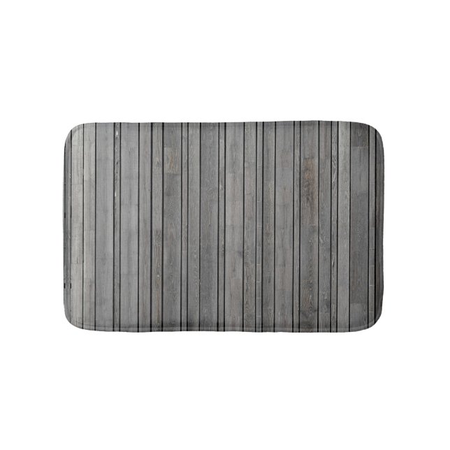 Grått Wood Panel Fence Bath Mat Badrumsmatta (Framsidan)